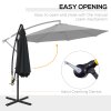 Outsunny 3(m) Garden Banana Parasol Hanging Cantilever Umbrella with Crank Handle, 8 Ribs and Cross Base for Outdoor, Sun Shade, Black