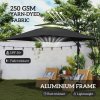 Outsunny 3.5x3 m Garden Cantilever Parasol with Solar LED Lights and Centre Light, UPF50+ Aluminium Patio Umbrella with 360 Rotation and Tilt, Hanging Sun Shade with Cross Base, Crank Handle, Black