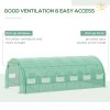 Outsunny 6 x 3 x 2 m Polytunnel Greenhouse with Roll-up Side Walls, Walk-in Grow House Tent with Steel Frame, Reinforced Cover, Zipped Door and 12 Mesh Windows for Garden, Green