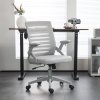 Vinsetto Mesh Office Chair, Swivel Task Desk Chair with Lumbar Back Support, Flip-Up Arm, Adjustable Height for Home Office, Grey