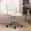 Vinsetto Mid Back Office Chair, Velvet Fabric Swivel Scallop Shape Computer Desk Chair for Home Study Bedroom, Cream White