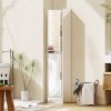 kleankin Tall Mirrored Bathroom Cabinet, Bathroom Storage Cupboard, Floor Standing Tallboy Unit with Adjustable Shelf, High Gloss White