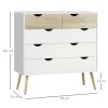 HOMCOM Nordic Style Chest of Drawers, 5 Drawer Dresser with 4 Tapered Legs and Groove Handles, Storage Organiser Side Cabinet for Bedroom, Living Room