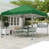 Outsunny 3 x 3(m) Pop Up Gazebo, 1 Person Easy up Marquee Party Tent with 1-Button Push, Adjustable Straight Legs, Wheeled Bag, Stakes, Ropes, Sandbags, Instant Shelter, Green