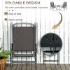 Outsunny Garden Bistro Set, 3 Pieces Table and Chairs Set, Outdoor Garden Furniture with Foldable Breathable Mesh Fabric Armchairs & Glass Top Coffee Table, Brown