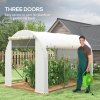 Outsunny 3 x 2 m Polytunnel Greenhouse with Zipped Roll-up Door and Mesh Windows, Walk-in Greenhouse with PE Cover and Galvanised Steel Frame, White