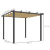 Outsunny 3 x 3(m) Pergola with Retractable Roof, Aluminium Frame Garden Gazebo Canopy Outdoor Sun Shade Shelter for Grill, Patio, Deck, Khaki