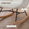 HOMCOM Rocking Chair, Modern Upholstered Velvet Armchair with Solid Wood Legs and Metal Frame for Living Room, Bedroom, Cream