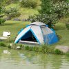 Outsunny Camping Tent, 3-4 Man Family Dome Tent, 2000mm Waterproof, with Carry Bag and Top Hook, for Fishing Hiking Festival, Quick Setup, Blue