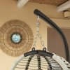 Outsunny Outdoor Swing Chair with Thick Padded Cushion, Patio Hanging Egg Chair with Metal Stand, Foldable Basket, Cup Holder, Rope Structure for Indoor & Outdoor, Dark Grey