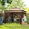Outsunny 3 x 3(m) Pop Up Gazebo with Netting and Carrying Bag, Party Tent Instant Event Shelter, Height Adjustable and UV-Resistant, for Garden, Patio, Beige