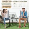 Outsunny Garden Bistro Set, 3 Pieces Table and Chairs Set, Outdoor Garden Furniture with Foldable Breathable Mesh Fabric Armchairs & Glass Top Coffee Table, Light Grey