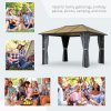 Outsunny 3 x 3.6m Hardtop Gazebo Canopy with Polycarbonate Roof, Aluminium Frame, Permanent Pavilion Garden Gazebo with Netting and Curtains - Grey