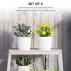 Outsunny Set of 2 Plastic Round Plant Pots Outdoor 22cm, Garden Planters, Flower Pots for Garden Decoration, Patios, Indoor, Outdoor, Home, White