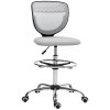 Vinsetto Drafting Chair, Swivel Office Draughtsman Chair, Mesh Standing Desk Chair with Adjustable Foot Ring, Armless, Light Grey
