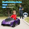 AIYAPLAY 12V Lamborghini Autentica Licensed Kids Electric Car with Butterfly Doors, Ride on Car with Remote Control, 4 Suspension Wheels, Soft Start, LED Lights, Music, Horn, Purple