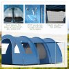 Outsunny 5-6 Man Tunnel Tent, Two Room Camping Tent with Floor, 2 Doors and Carry Bag, 2000mm Water Column for Fishing, Hiking, Sports, Festival, Blue