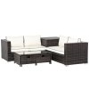 Outsunny 4 Pieces Rattan Garden Furniture Set, 4 Seater Corner Sofa Set with Storage Box, 2 Drawers Coffee Table, Loveseats with Cushions, Wicker Garden Conservatory Furniture for Balcony, Brown