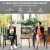 Outsunny Garden Bistro Set, 3 Piece Garden Furniture Set with Stackable Armchairs and SPC Board Coffee Table, Bistro Table and Chairs with Texteline Seats for Balcony, Porch, Black