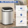 HOMCOM Stainless Steel Kitchen Sensor Dustbin Automatic Touchless Rubbish Garbage Waste Bin Silver