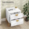 HOMCOM Bedside Table, Bedside Cabinet with 2 Drawers, Modern Side Table with Storage for Bedroom, Living Room, White