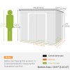 Outsunny 7 x 4ft Lean to Garden Shed with Foundation Kit, Double Door and Vents, Outdoor Metal Storage Shed for Equipment Tools, Dark Grey