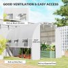 Outsunny 3 x 2 x 2m Polytunnel Greenhouse with Roll-up Sidewalls, Door and 6 Mesh Windows, Walk In Green House with UV-resistant PE Cover, White