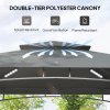 Outsunny 2.4 x 1.5 m (8' x 5') Grill Gazebo Canopy with LED Lights, Double Tiered Outdoor BBQ Gazebo Shelter with 2 Side Shelves, Storage Basket and Hooks for Garden, Barbecue, Picnic, Dark Grey