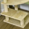 PawHut Cat Tree Tower for Indoor Cats Cat Scratching Post 100cm Climbing Frame Kitten Activity Centre with Sisal Condo Hammock Bed Hanging Toy, Cream White
