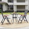 Outsunny 2 Pieces Outdoor Folding Dining Chair, PE Rattan Chair with Armrests, High Backrest, for Garden, Camping, Balcony, Porch, Light Grey