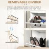 HOMCOM 2 Drawers Entryway Shoe Cabinet, Narrow Shoe Storage Cabinet with 2 Flip Drawers and Adjustable Shelves for 10 Pairs of Shoes, White
