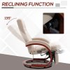 HOMCOM Swivel Recliner Chair with Footstool and Wood Base, Manual Reclining Chair for Living Room, Bedroom, Beige