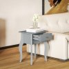 HOMCOM French Style Side Table with Drawer, End Table with Curved Legs, Bedside Table for Living Room, Bedroom, Grey