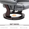 HOMCOM Recliner Chair With footstool, Recliner Armchair up to 130kg Weight Capacity, 135 Reclining Swivel Sofa Chair, PU Leather Ergonomic Couch Bed with Swivel Wood Base for Living Room, Grey