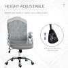 Vinsetto Home Office Chair, Velvet Computer Chair, Button Tufted Backrest with Swivel Wheels, Adjustable Height and Tilt Function, Grey