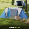 Outsunny 4-5 Man Camping Tent with 2 Bedrooms, Living Area and Awning, 3000mm Waterproof Large Family Tent, Portable with Bag, for Fishing Hiking Festival, Blue