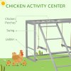 PawHut Chicken Activity Play with Swing Set, Wooden Chicken Coop Accessory with Multiple Chicken Perches & Hen Ladder for 3-4 Chickens, Grey
