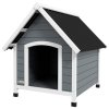 PawHut Wooden Dog House Outdoor, Dog Kennel with Removable Floor, Elevated Pet Shelter, Anti-Corrosion Wood, for Small Medium Dogs, 82H x 75W x 88Dcm - Grey