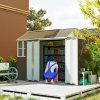 Outsunny 8 x 6 ft Garden Shed, Metal Shed with Double Doors, Window and Air Vents, Galvanised Outdoor Lockable Tool Storage House, Grey