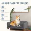 PawHut Dog Sofa Bed, Elevated Dog Couch for Small, Medium Dogs, with Soft Cushion, Removable and Washable Cover, Anti-Slip Pads - Grey