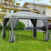 Outsunny 3 x 3 m Garden Gazebo Double Roof Marquee Patio Wedding Party Tent Canopy Shelter with Sidewalls (Dark Grey)