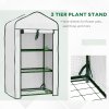 Outsunny 3 Tier Mini Greenhouse with Reinforced PE Cover, Portable Indoor Outdoor Greenhouse with Roll-up Door and Wire Shelves, 127H x 59W x 39D cm, White