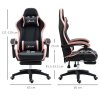 Vinsetto Computer Gaming Chair, PU Leather Desk Chair with Footrest, Swivel Task Chair with 135° Reclining Back and Lumbar Support, PC Chair for Adults, Black and Pink