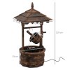 Outsunny Wooden Garden Wishing Well Fountain Barrel Waterfall Rustic Wood with Pump Garden D??cor Ornament