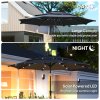 Outsunny 2.6 m Garden Parasol with Solar LED Lights, 3-Tier Patio Umbrella Outdoor with Tilt Mechanism & Crank Handle, UPF 30+, Table Umbrella for Market Terrace, Dark Grey