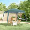 Outsunny 3 M x 3 M Base/ 2.5 M x 2.5 M Top Pop Up Gazebo, 2 Person Setup Instant with Carry Bag, Height Adjustable Slant Leg Party Tent Instant Event Shelter for Garden, Patio, Green