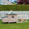 PawHut Chicken Coop with Chicken Run, Outdoor Hen House Poultry Cage with Nesting Box, Openable Top, 196 x 76 x 97cm, Natural