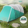 Outsunny 2 Room Camping Tent for 3 Man, 3000mm Waterproof Family Tent with Sewn-in Groundsheet, Portable with Carry Bag, for Fishing Hiking Festival, Green