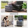 Outsunny Set of 2 Rattan Storage Ottoman, Outdoor Footstool with Removable Cushions, Garden Storage Seat for Balcony, Porch, Living Room, Dark Grey