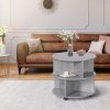 HOMCOM Round Coffee Table, Movable Centre Table with Divided Shelves and Rolling Wheels, 3 Tier Living Room Table